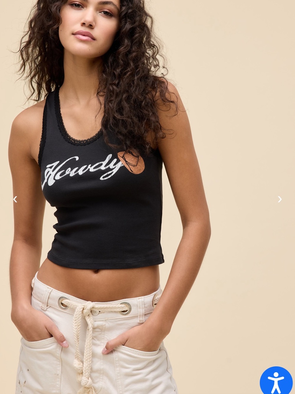 Daydreamer Black Graphic 'Howdy' Bandeau Tank with Orange Hat Accent